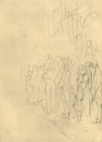 Odottaa kulkue, 1800-luvun puoliväli, loppu, n. 1924. tekijältä Carl Spitzweg