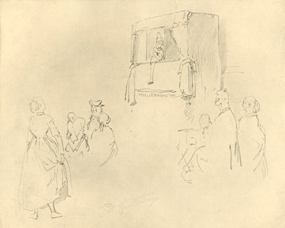 Kasperltheater I, 1800-luvun puoliväli, loppu, n. 1924. tekijältä Carl Spitzweg