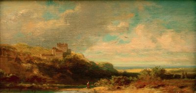 Landschaft mit Flusstal und Burg tekijältä Carl Spitzweg