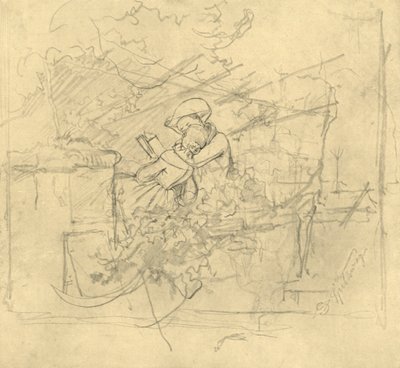 Lektüre, 1800-luvun puoliväli, loppu, n. 1924. tekijältä Carl Spitzweg
