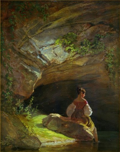 Mädchen vor der Grotte tekijältä Carl Spitzweg