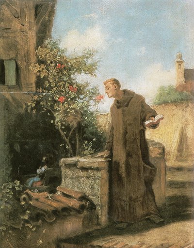 Mönch, Rose riechend tekijältä Carl Spitzweg