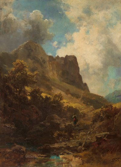 Valley Canyon With A Dairymaid, c. 1875. tekijältä Carl Spitzweg
