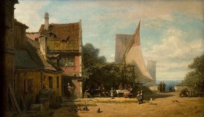 Ravintola järven rannalla tekijältä Carl Spitzweg