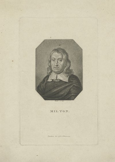Runoilija John Miltonin muotokuva 1608-1674, noin 1818-1821. tekijältä Carl Traugott Riedel