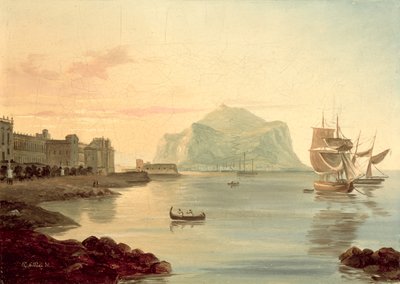 Palermon satama ja Pellegrino-vuori, 1831 tekijältä Carl Wilhelm Goetzloff