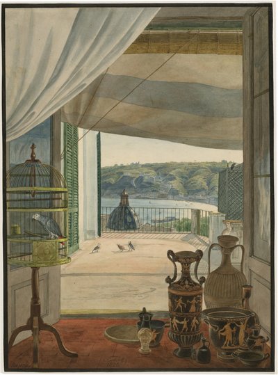 Antiikkia parvekkeella, josta on näkymät Napolinlahdelle tekijältä Carl Wilhelm Götzloff