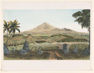 Volcano Sumbing Javalla Gunong Sumbing (otsikko esineessä) Atlas toimii Java (sarjan otsikko objektissa) Yksitoista maalauksellista näkymää sisältävä levykartas, joka kuuluu teokseen Java, sen ulkonäkö, kasvillisuus ja sisäinen rakenne (sarjan nimi tekijältä Carl Wilhelm Mieling (possibly)