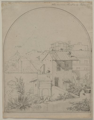 Näkymä Rooman ikkunastani recto Soldier in a Landscape verso, n. 1817. tekijältä Carl Wilhelm Tischbein
