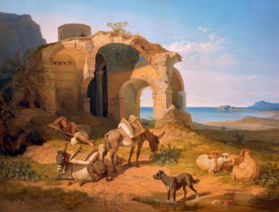 Maisema bysanttilaisen kirkon raunioilla tekijältä Carl Wilhelm von Heideck