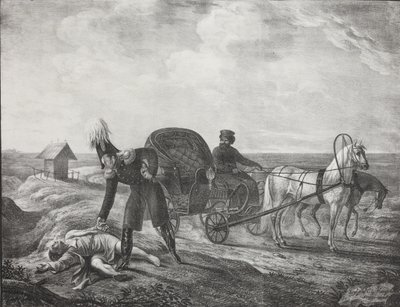 Keisari Aleksanteri I auttaa apua tarvitsevaa henkilöä, 1820. tekijältä Carl von Hampeln