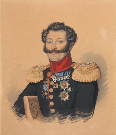 Prinssi Stepan Aleksandrovitš Khilkovin muotokuva 1785-1854, vuoden 1832 jälkeen. tekijältä Carl von Hampeln
