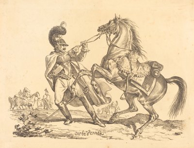 Cuirassier pidättelee hevostaan tekijältä Carle Vernet