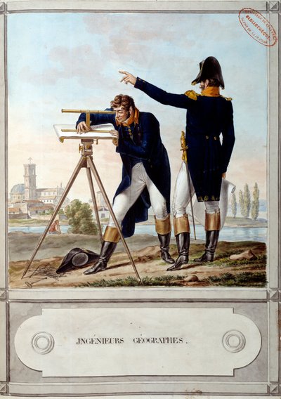 Ammattikorkeakoulun maantieteilijät. Egyptin kampanjan (retkikunnan) aika (1798-1801). Kaiverrus Antoine Dit Carle Vernet (1758-1836) tekijältä Carle Vernet
