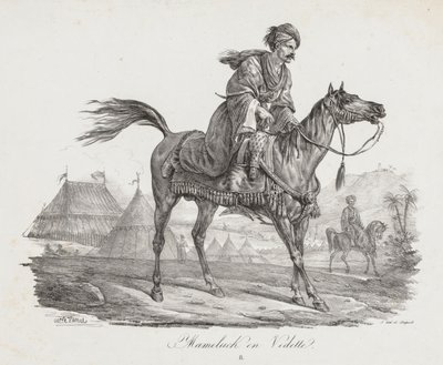 Suuri sarja hevosia: Mounted Mamelucke, n. 1818. tekijältä Carle Vernet