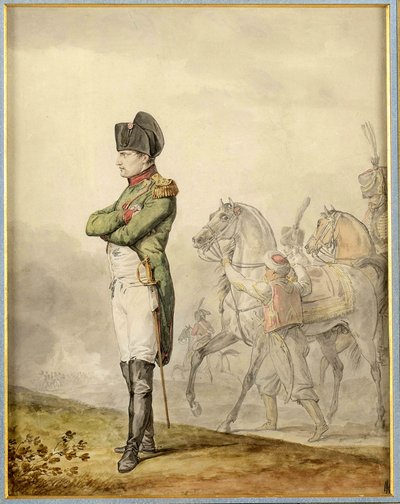 Napoleon a Austerlitz (1805) - Napoleon Austerlitzissä, kirjoittanut Vernet, Carle (1758-1836). Akvarelli paperille. Yksityinen kokoelma tekijältä Carle Vernet