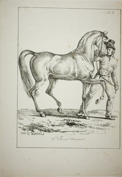 Kuninkaallinen vartija, Norman Cavalier, ei täyspuvussa, ja Horse, nro 3 tekijältä Carle Vernet