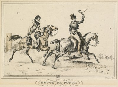 Arkielämän kohtauksia, teitä ja polkuja: Postireitti..., 1817. tekijältä Carle Vernet