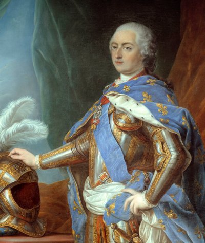 Yksityiskohta ""Muotokuva en pied de Louis XV"" (1710-1774). Carle Van Loon maalaus (1705-1765) tekijältä Carle van Loo