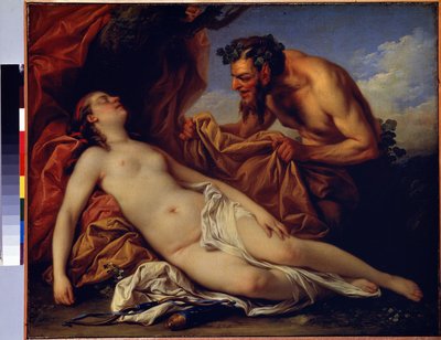 Jupiter ja Antiooppi (Jupiter ja Antiope). Carle Van Loon (1705-1765) maalaus. Öljy kankaalle, 50 x 72 cm, noin 1753. Ranskalainen koulu, rokokootaide. Eremitaaši, Pietari. tekijältä Carle van Loo