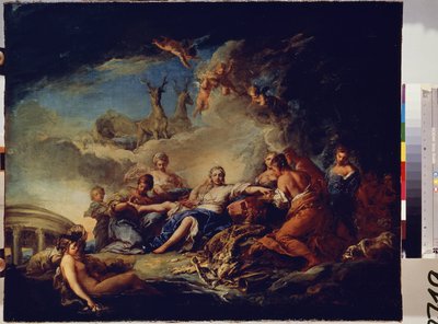 Diana lepää metsästyksessä. Carle Van Loon (1705-1765) maalaus. Öljy kankaalle, 65 x 80,5 cm tekijältä Carle van Loo