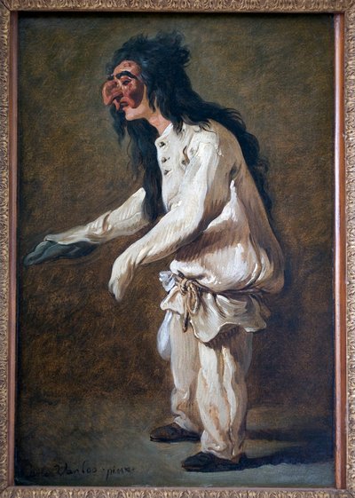 Polichinella (Pulcinella). Carle Van Loon (1705-1765) maalaus, öljy kankaalle tekijältä Carle van Loo