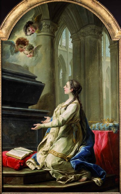 Pyhä Klotilde rukoilee Pyhän Martinin haudalla, 1753. tekijältä Carle van Loo