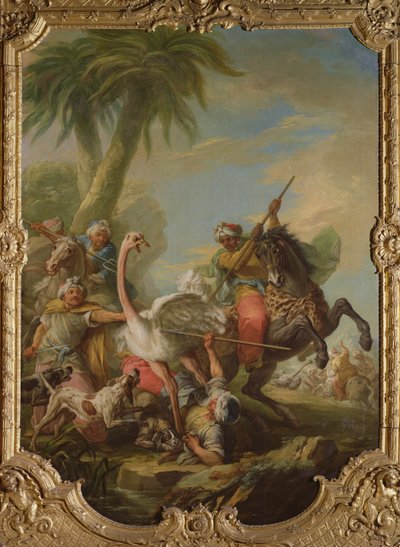Strutsimetsästys (öljy kankaalle) tekijältä Carle van Loo