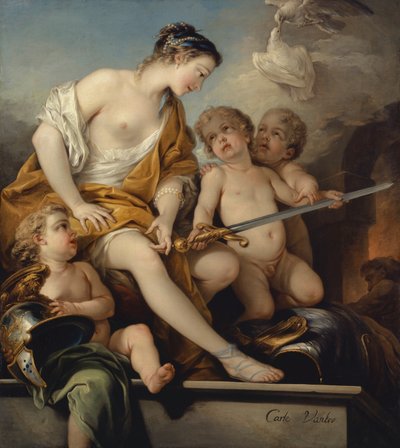 Venus ja Cupidit Marsin käsivarsilla, n. 1743 tekijältä Carle van Loo