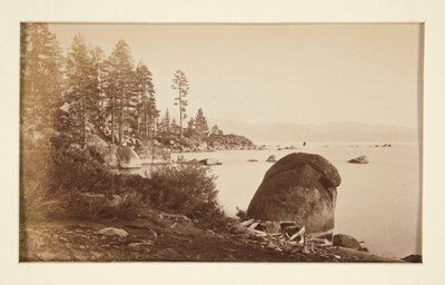 Neljä rautatiekohtausta ja neljä näkymää Tahoe-järvelle: Tahoe-järvi Artist Pointista tekijältä Carleton E. Watkins