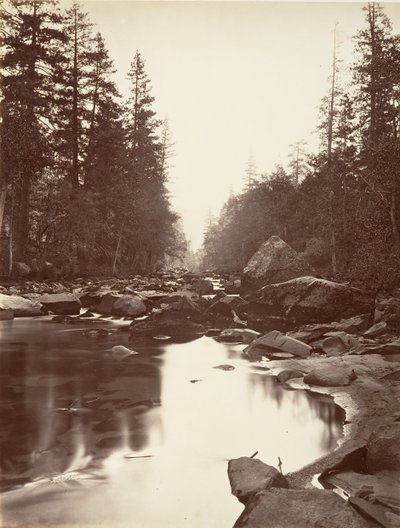 Merced River, Yosemite, n. 1872, painettu n. 1876. tekijältä Carleton E. Watkins.