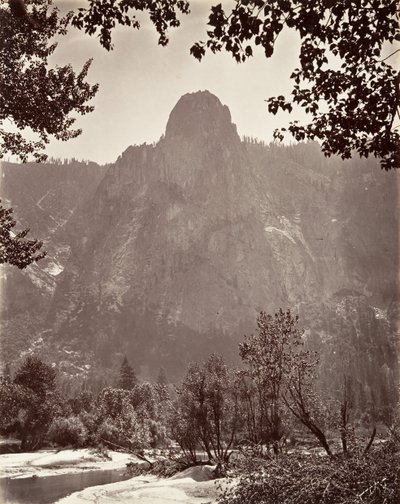 Sentinel Rock, Yosemite, n. 1872, painettu n. 1876. tekijältä Carleton E. Watkins.