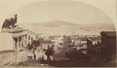 Alcatrazin saari ja San Franciscon lahti, pohjoiseen katsottuna, 1880-luku (kuva) (kuva) tekijältä Carleton Emmons Watkins