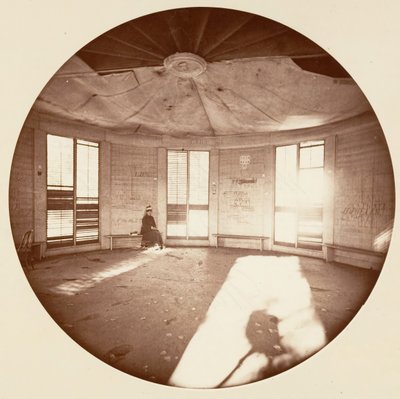 Puun kannolle rakennetun paviljongin sisustus, C. Grove, n. 1878. tekijältä Carleton Emmons Watkins