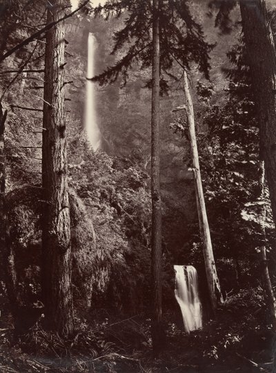Multnomah Falls, Oregon, 1867, painettu myöhemmin. tekijältä Carleton Emmons Watkins