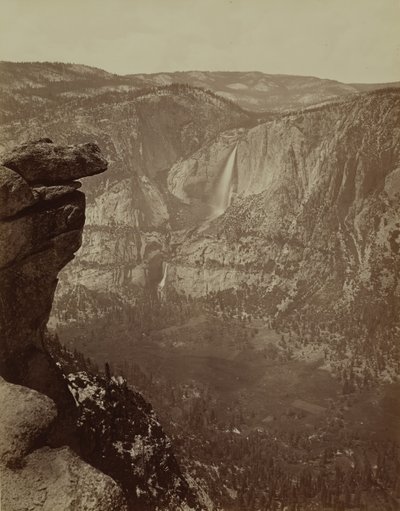 Yosemite Falls Glacier Pointista, 1865-66, painettu n. 1875. tekijältä Carleton Emmons Watkins