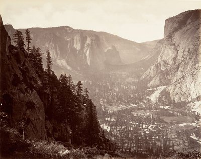 Yosemite Valley Glacier Pointista, n. 1872, painettu n. 1876. tekijältä Carleton Emmons Watkins