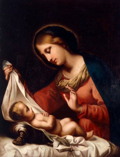 Madonna ja lapsi (öljy kankaalle) tekijältä Carlo (after) Dolci