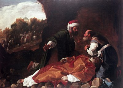 Pyhän Tapanin hautaus (öljy kankaalle) tekijältä Carlo (attr. to) Saraceni