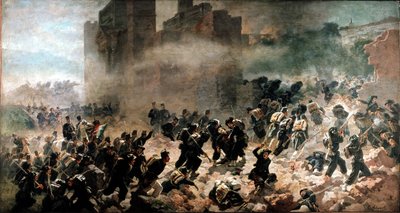 La breche de la Porta Pia, Rooma (20. syyskuuta 1870) - Carlo Ademollon (1825-1911) maalaus, öljy kankaalle. Milano, Risorgimenton museo tekijältä Carlo Ademollo