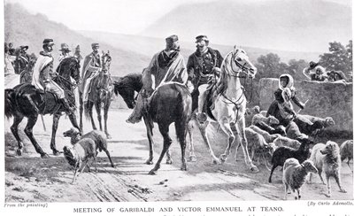 Garibaldin ja Victor Emmanuelin tapaaminen Teanossa, kuvitus teoksesta "Hutchinson