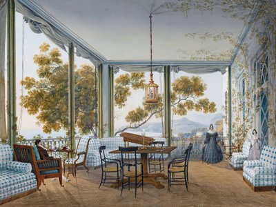 Sisustus Miskhorin Naryshkin-palatsissa, 1841-1842. tekijältä Carlo Bossoli