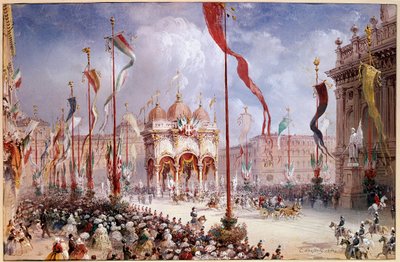 Risorgimento - Victor-Emmanuel II (Victor-Emmanuel) (Vittorio Emanuele) (1820-1878) Italian parlamentin avajaisissa 2.4.1860 (öljy kankaalle) tekijältä Carlo Bossoli