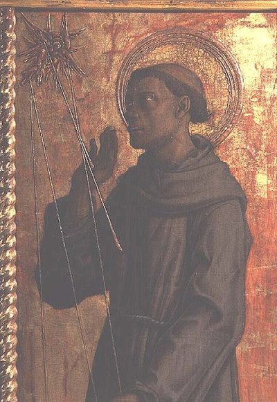 St. Francis, yksityiskohta San Silvestron polyptyykistä tekijältä Carlo Crivelli