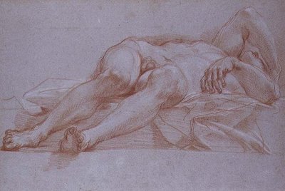 Tutkimus Siseran hahmolle, liitu paperille, n. 1680: alustava piirustus Jaelin ja Siseran mosaiikkia varten Pyhän Pietarin kappeliin, Roomaan. tekijältä Carlo Maratta or Maratti