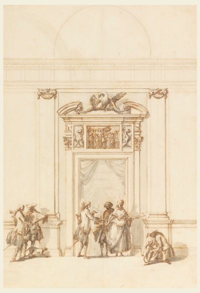 Suunnittelu North Portalille, Grand Gallerylle, Villa Albanille, Rooma, Italia tekijältä Carlo Marchionni