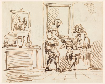 Piirustus, Genrekohtaus, 1725-50 tekijältä Carlo Marchionni