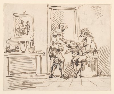 Piirustus, Genrekohtaus, 1725-50 tekijältä Carlo Marchionni