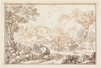 Piirustus, Maisema, 1770-86 tekijältä Carlo Marchionni
