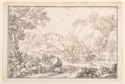 Piirustus, Maisema, 1770-86 tekijältä Carlo Marchionni